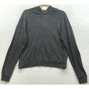 Aritzia Tna Hoodie Womens Medium Gray Crop Pullover Long Sleeve Cotton Blend